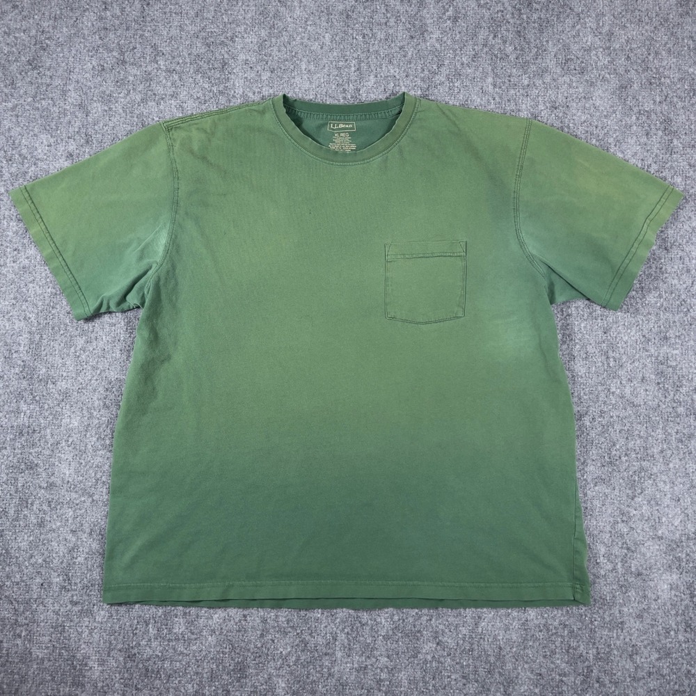 L.L. Bean Faded Pocket T-Shirt Mens XL Green Short Sleeve Cotton